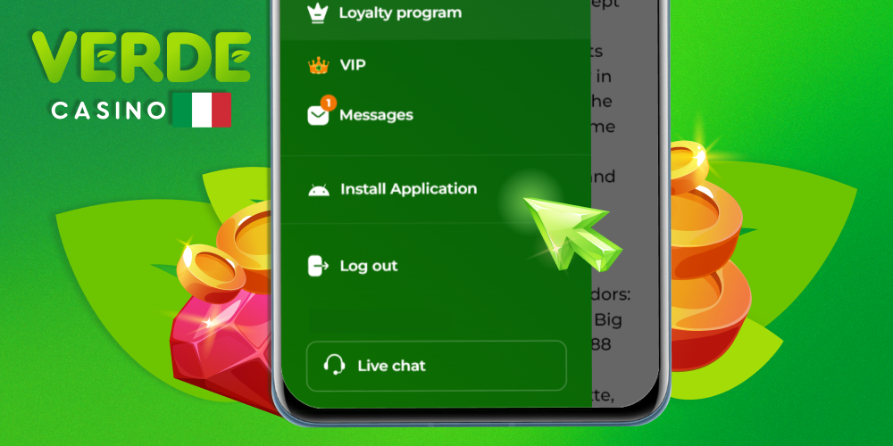 Installa l'applicazione per giocare su Verde Casino